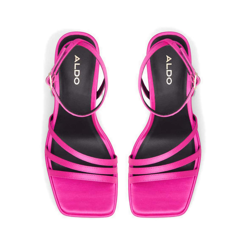 Landabriver Women's Platform Strappy Heeled Sandals - Bright Pink