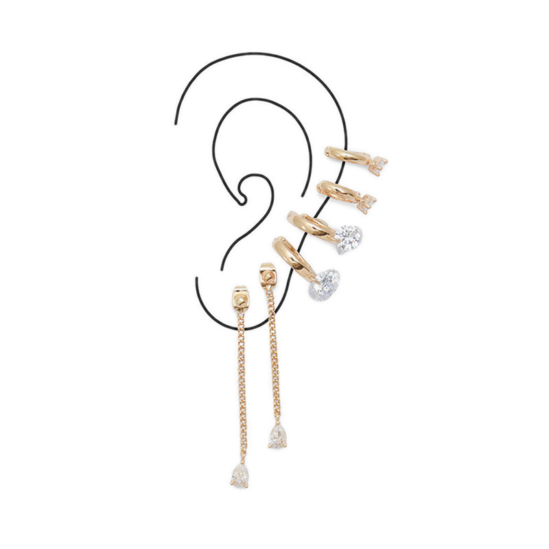 Lagrimitas Women's Pierced Earring - Gold/Clear Multi
