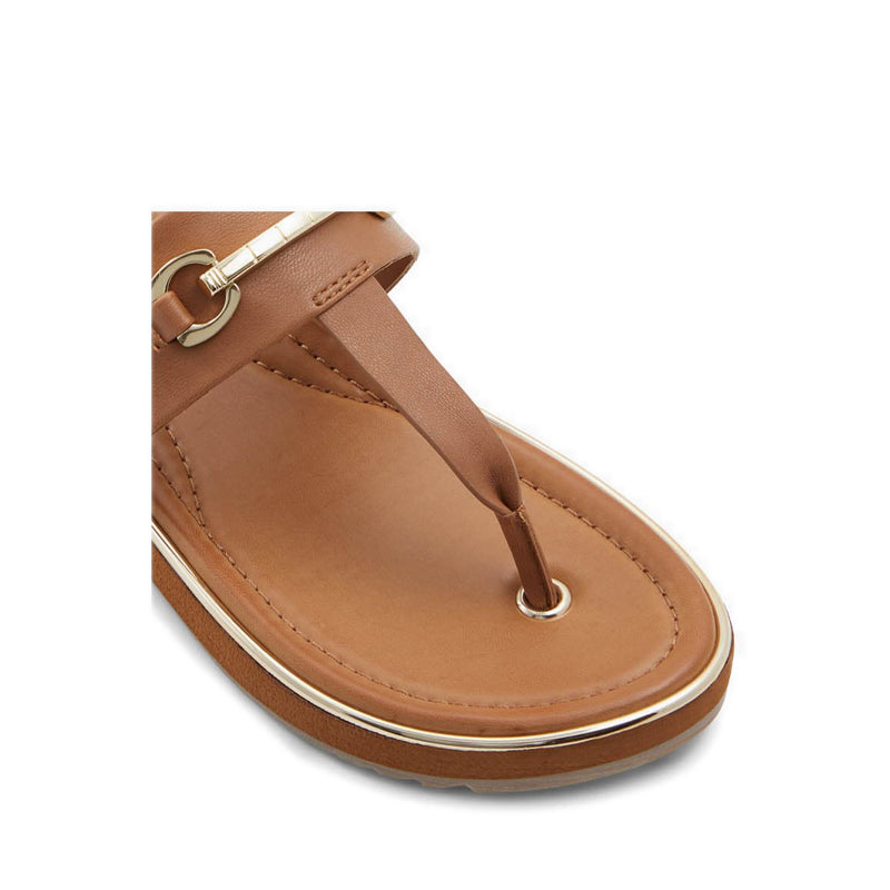 Deverena Women's T-Strap Sandals - Dark Beige