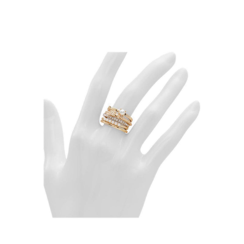 Embera Women Stackable Rings - Gold-Clear Multi