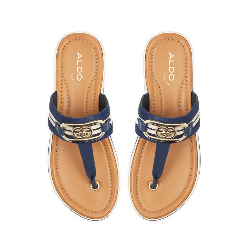 Nesien Women's T-Strap Sandals - Dark Blue