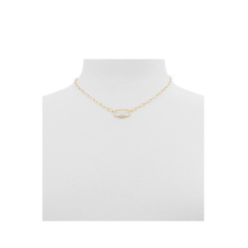 Carabiner Women's Necklace Gold/Clear Multi