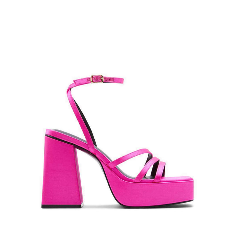 Landabriver Women's Platform Strappy Heeled Sandals - Bright Pink