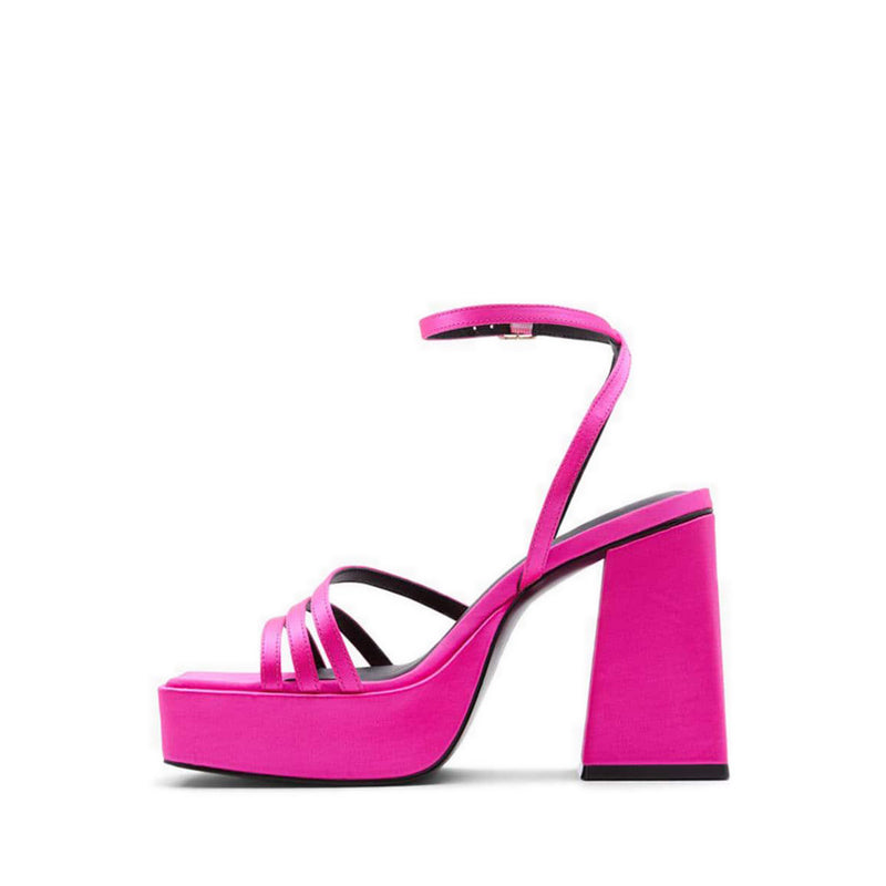 Landabriver Women's Platform Strappy Heeled Sandals - Bright Pink