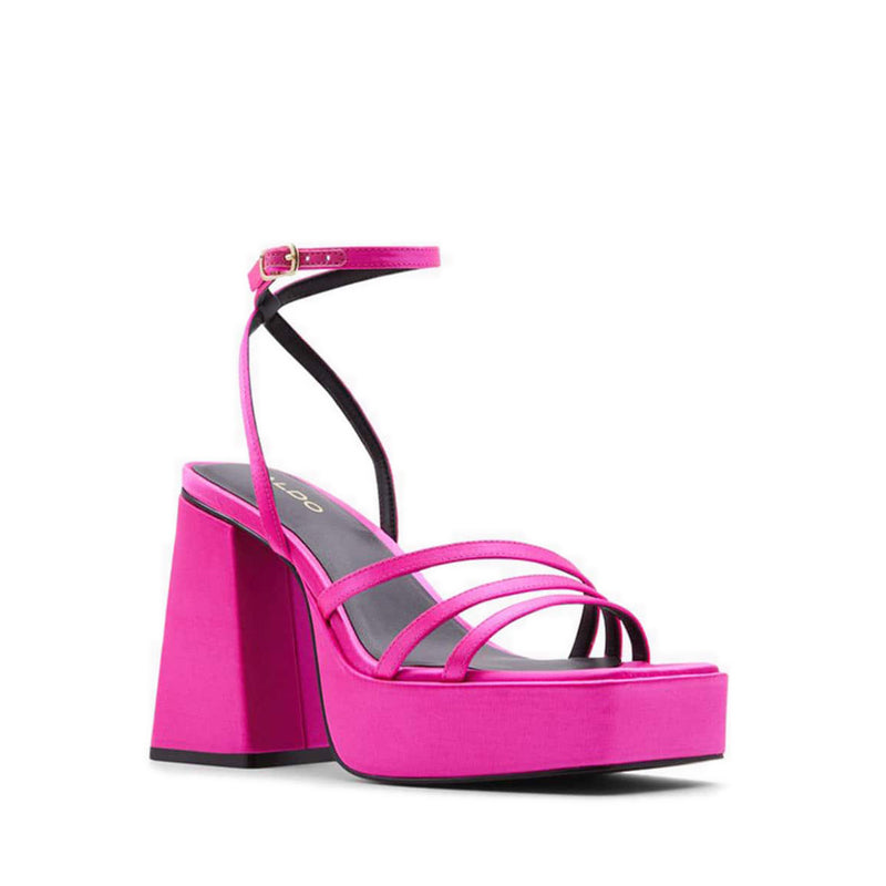 Landabriver Women's Platform Strappy Heeled Sandals - Bright Pink