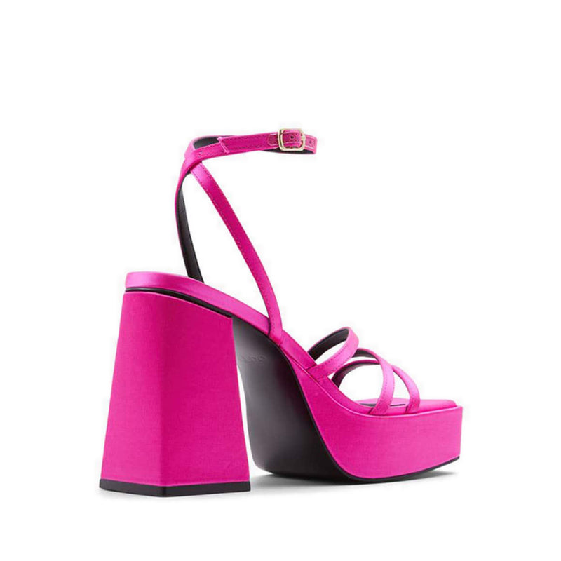 Landabriver Women's Platform Strappy Heeled Sandals - Bright Pink