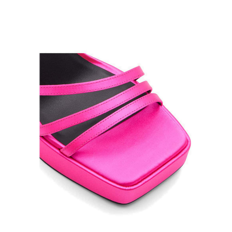Landabriver Women's Platform Strappy Heeled Sandals - Bright Pink