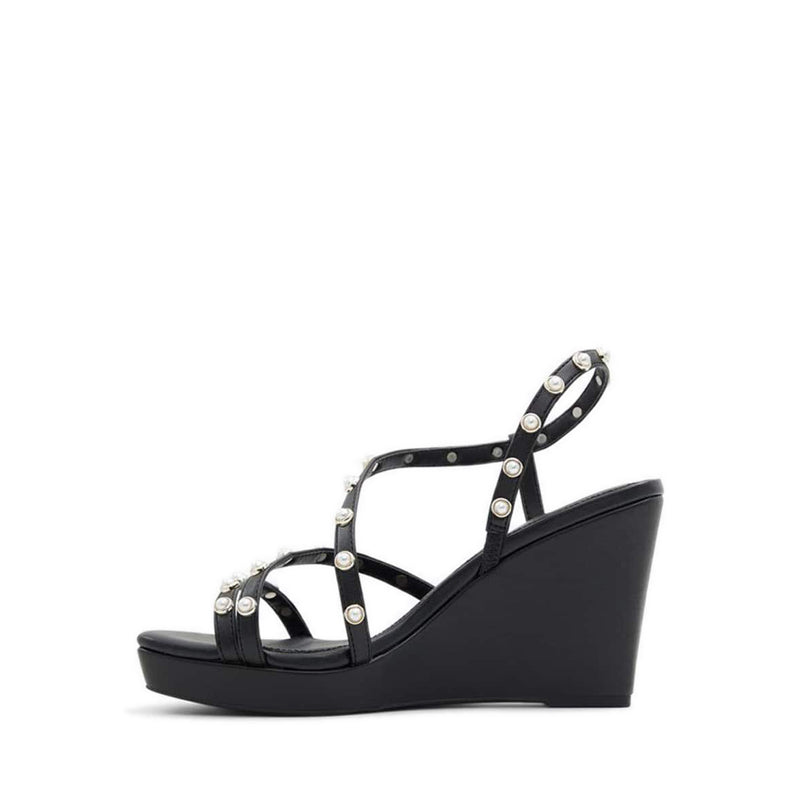 Grandede Women's Sling Back Wedge Heeled Sandals - Black