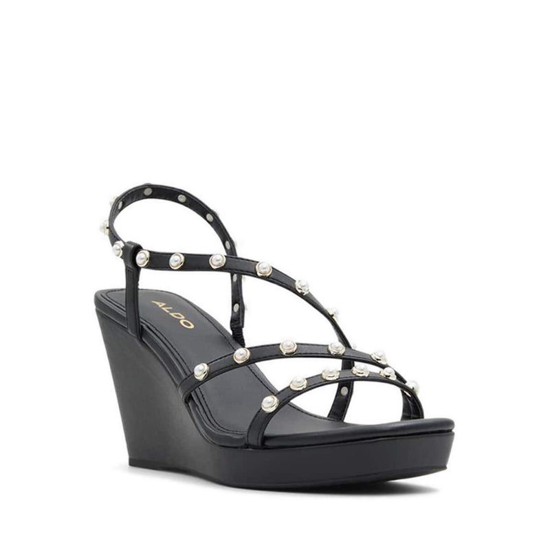 Grandede Women's Sling Back Wedge Heeled Sandals - Black