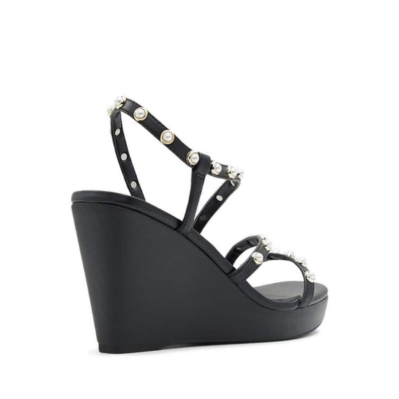 Grandede Women's Sling Back Wedge Heeled Sandals - Black