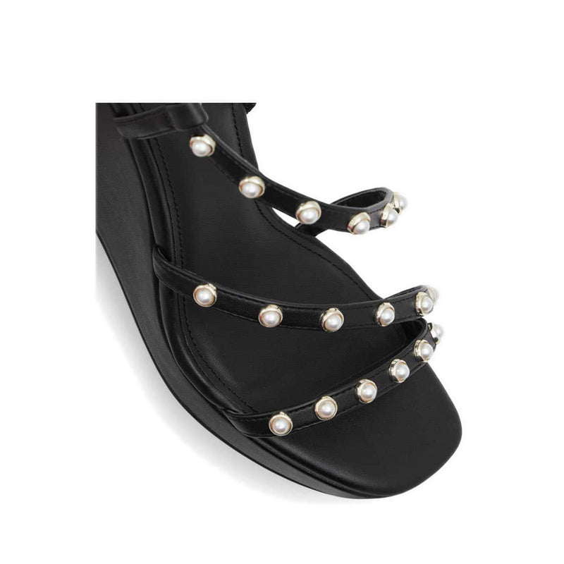 Grandede Women's Sling Back Wedge Heeled Sandals - Black