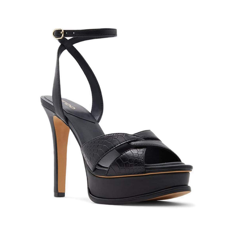 Ocoewan Women's Platform Strappy Heeled Sandals - Black