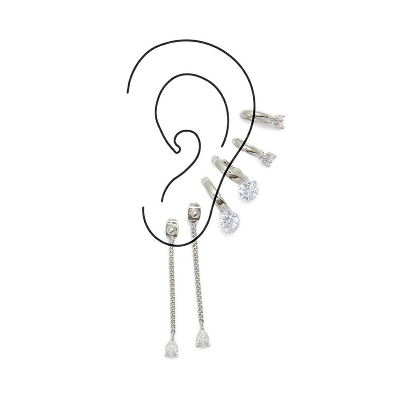 Lagrimitas Women's Pierced Earring - Silver/Clear Multi