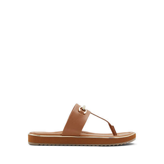 Deverena Women's T-Strap Sandals - Dark Beige