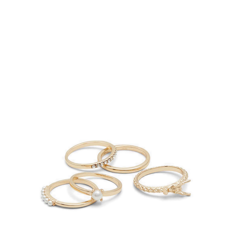 Embera Women Stackable Rings - Gold-Clear Multi