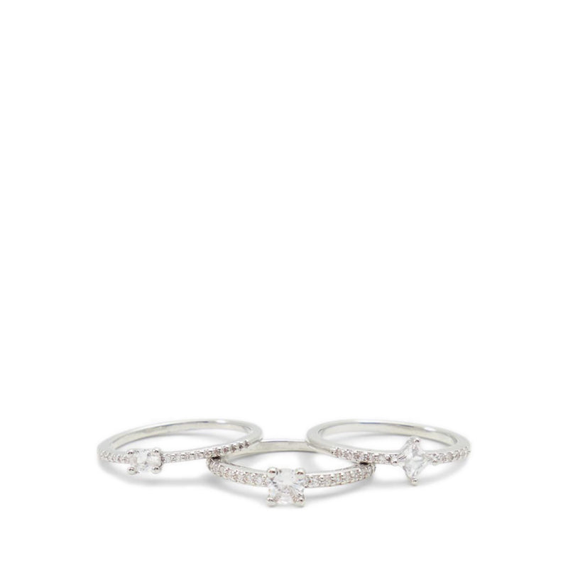Baily Women's Stackable Ring - Silver-Clear Multi