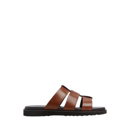 Light Men's Flat Sandals - Cognac