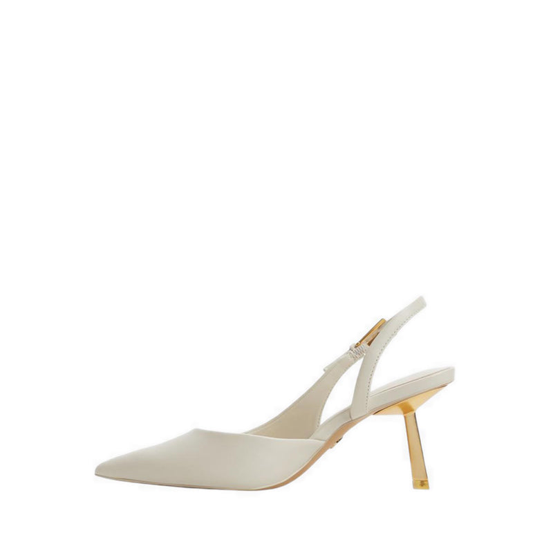 Jeanny Women's Silngback Heeled Shoes - White/Bone