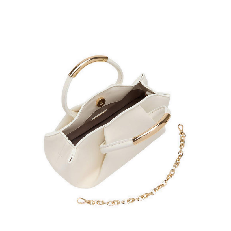 Therria Women's Top Handle Bag with Chain Strap - Open White