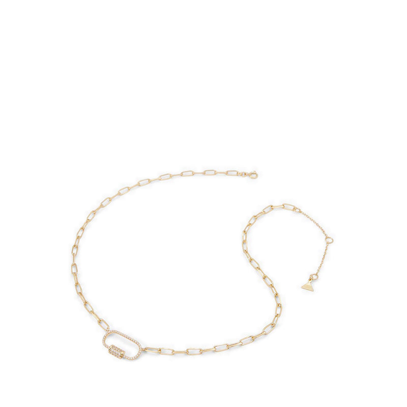 Carabiner Women's Necklace Gold/Clear Multi