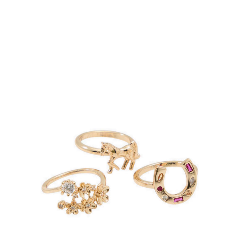 Equastra Womrn's Rings - Gold/Clear Multi