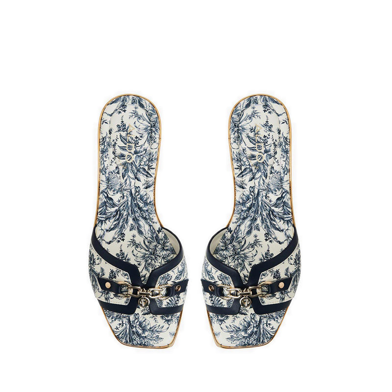 Alamassi Women's Flat Sandals - White/Blue